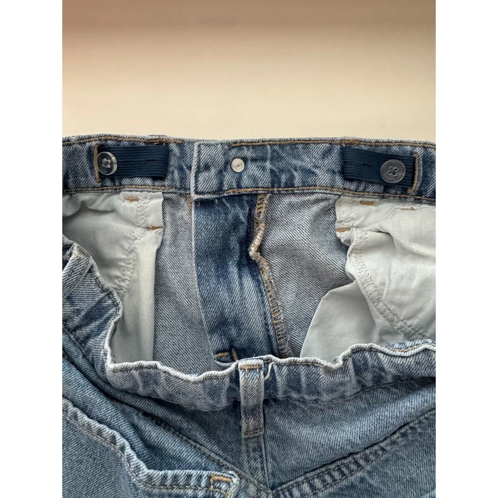 Old Navy Girls High Rise Baggy Wide Leg Denim Jeans Size 14 Blue Distressed